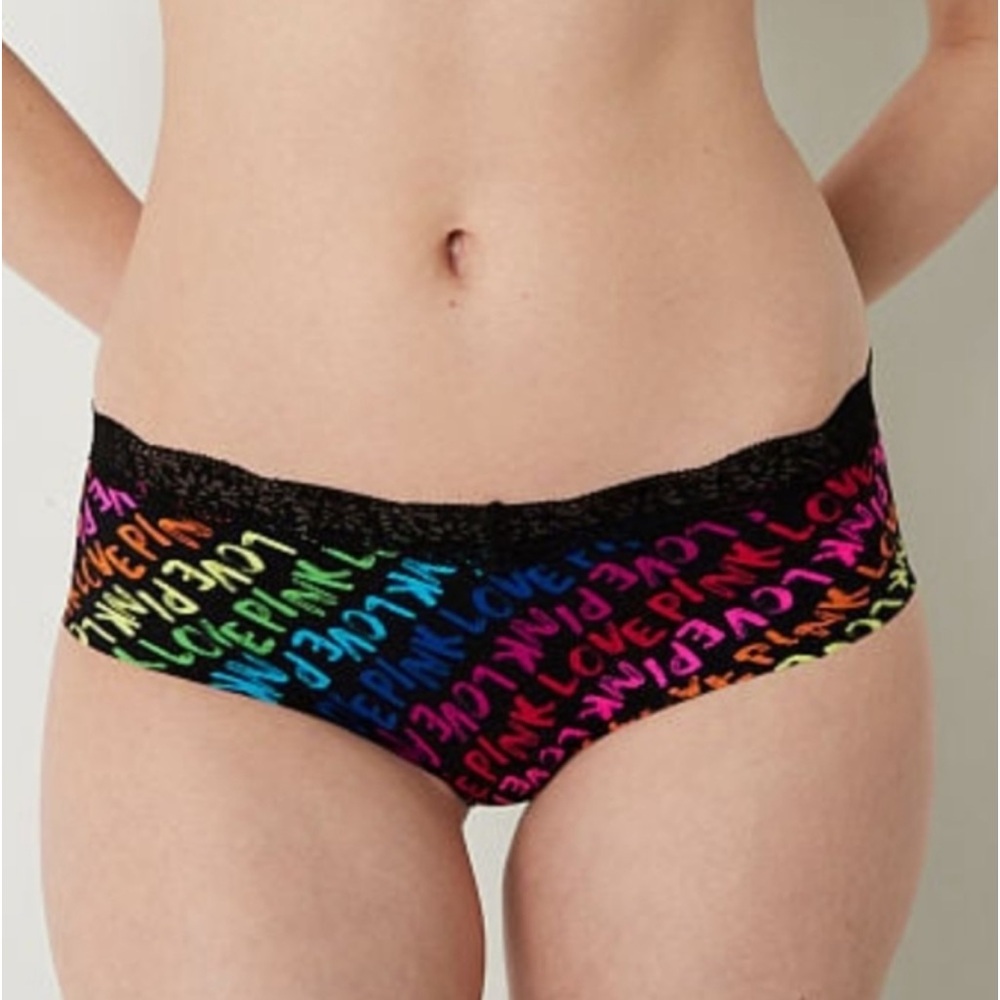 pink victoria’s secret no show hipster lace waistband panty